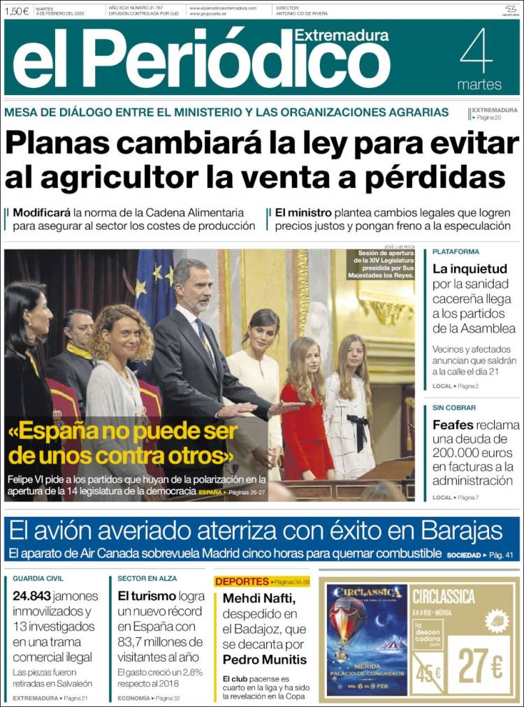 Portada de El Periódico de Extremadura (Spain)