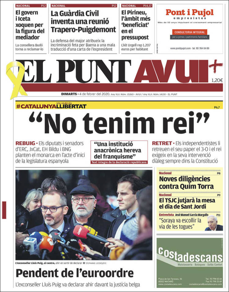 Portada de El Punt Avui (Spain)