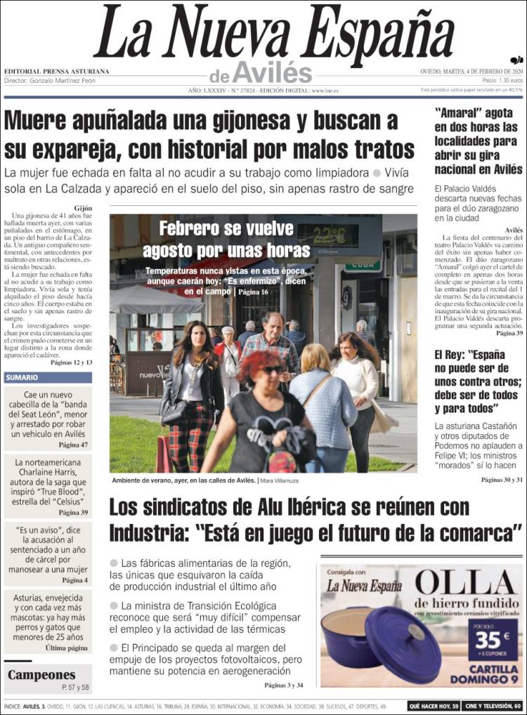 Portada de La Nueva España - Avilés (Spain)