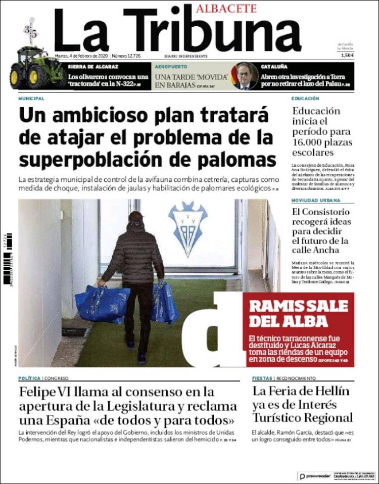 Portada de La Tribuna de Albacete (Spain)