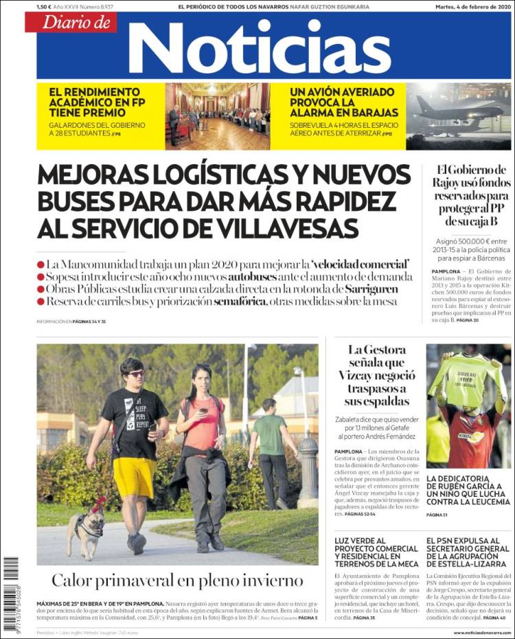 Portada de Noticias de Navarra (Spain)