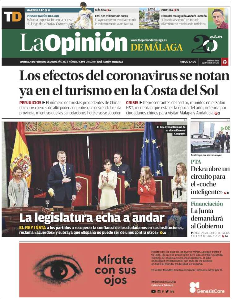 Portada de La Opinión de Málaga (Spain)