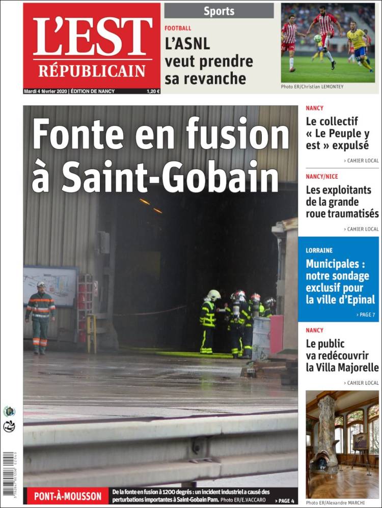 Portada de L'Est Republicain (Francia)