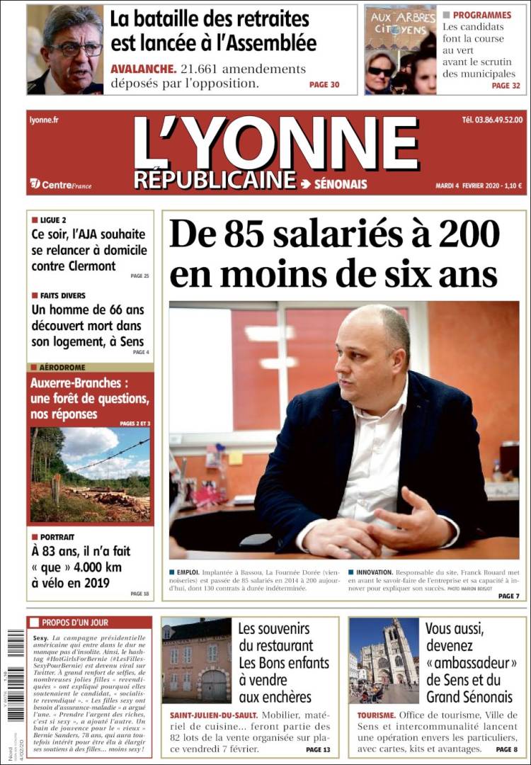 Portada de L'Yonne-Républicaine (Francia)
