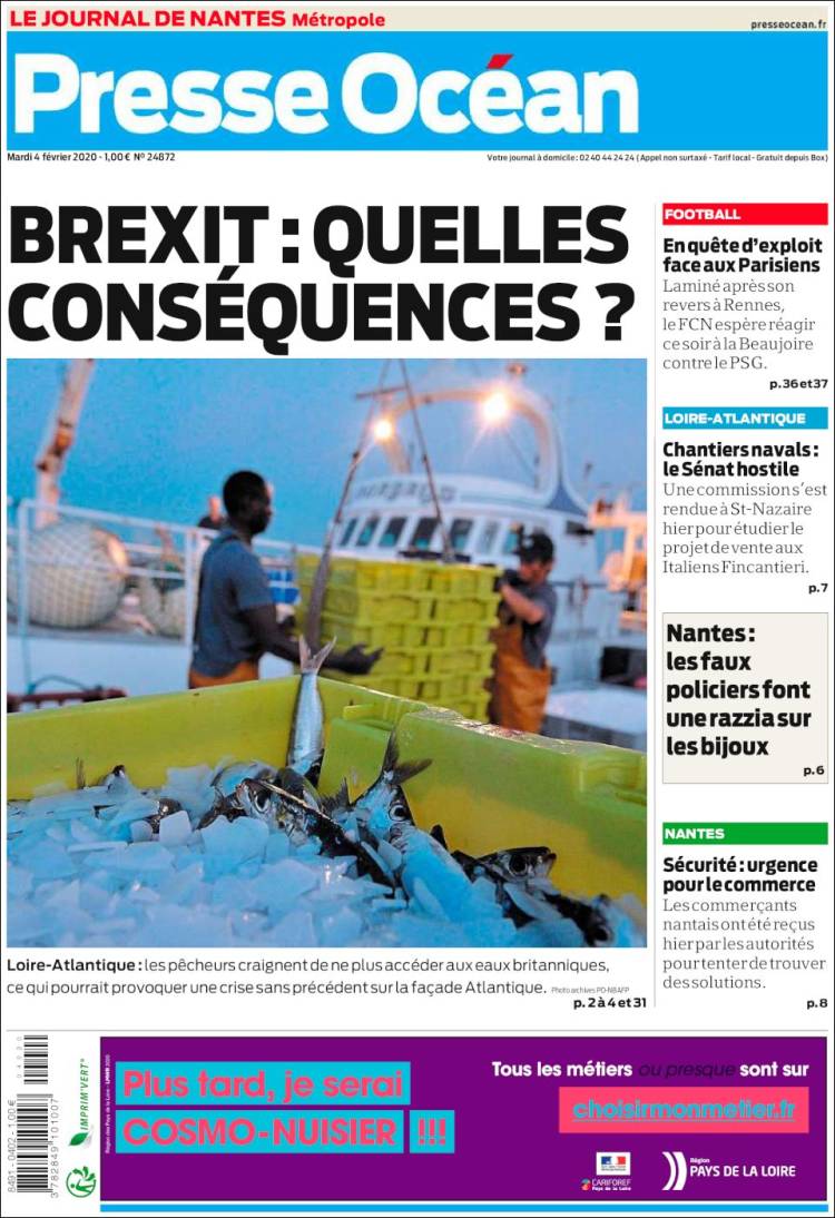 Portada de Presse Ocean (Francia)