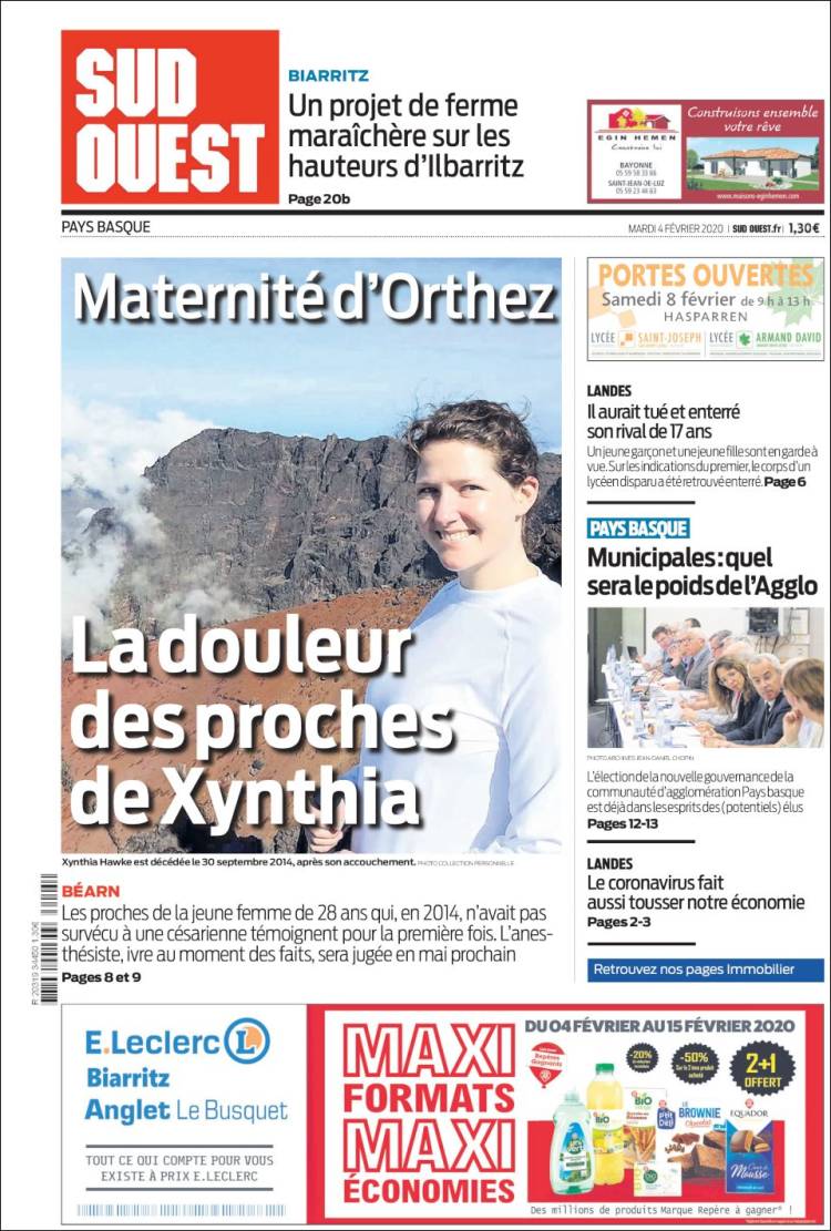 Portada de Sud Ouest (Francia)
