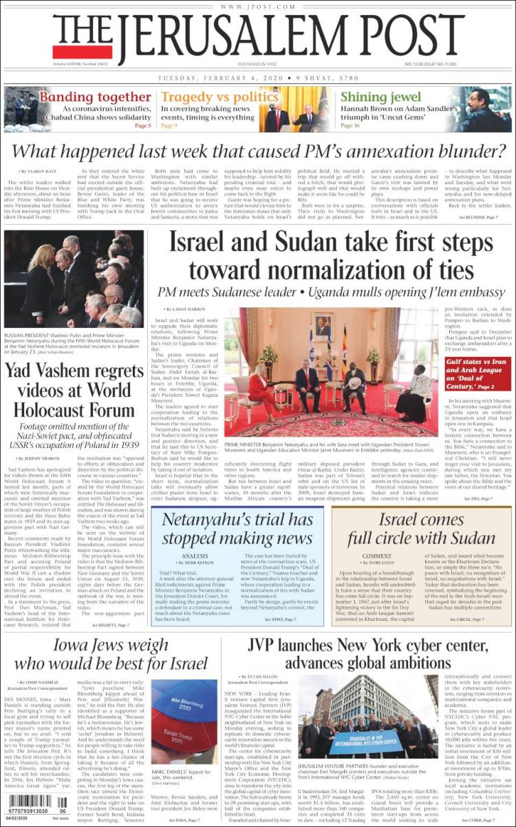 Portada de The Jerusalem Post (Israel)