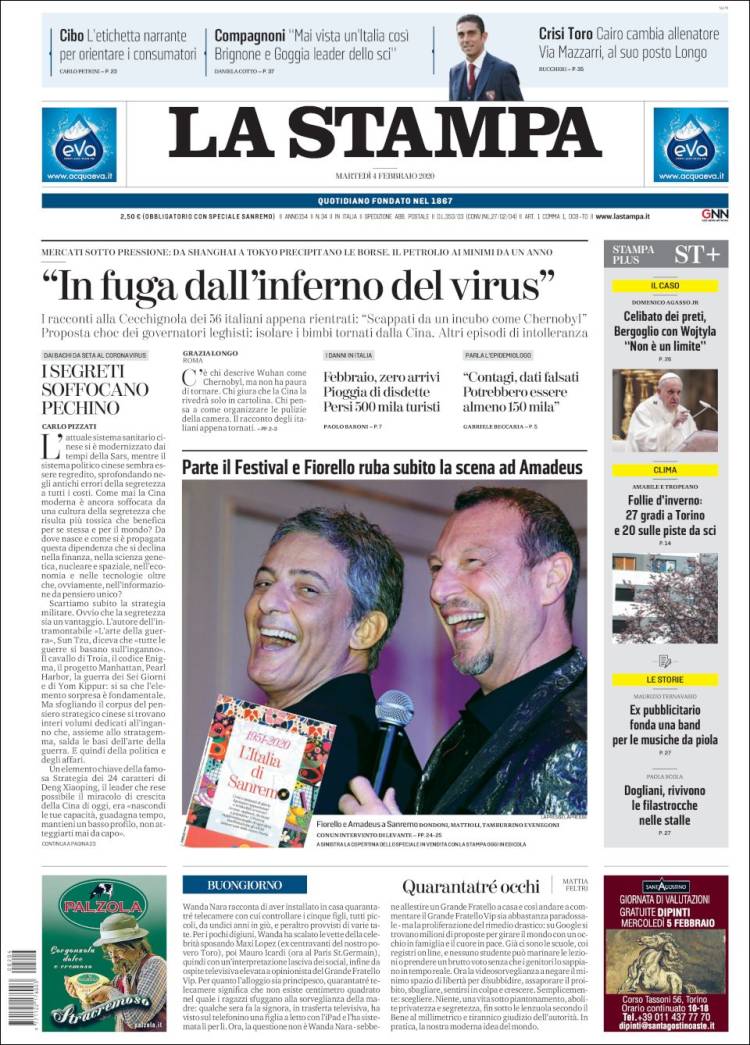 Portada de La Stampa (Italia)