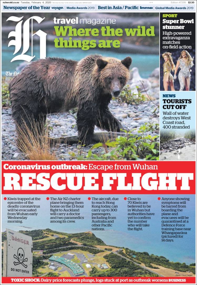 Portada de The New Zealand Herald (Nueva Zelanda)
