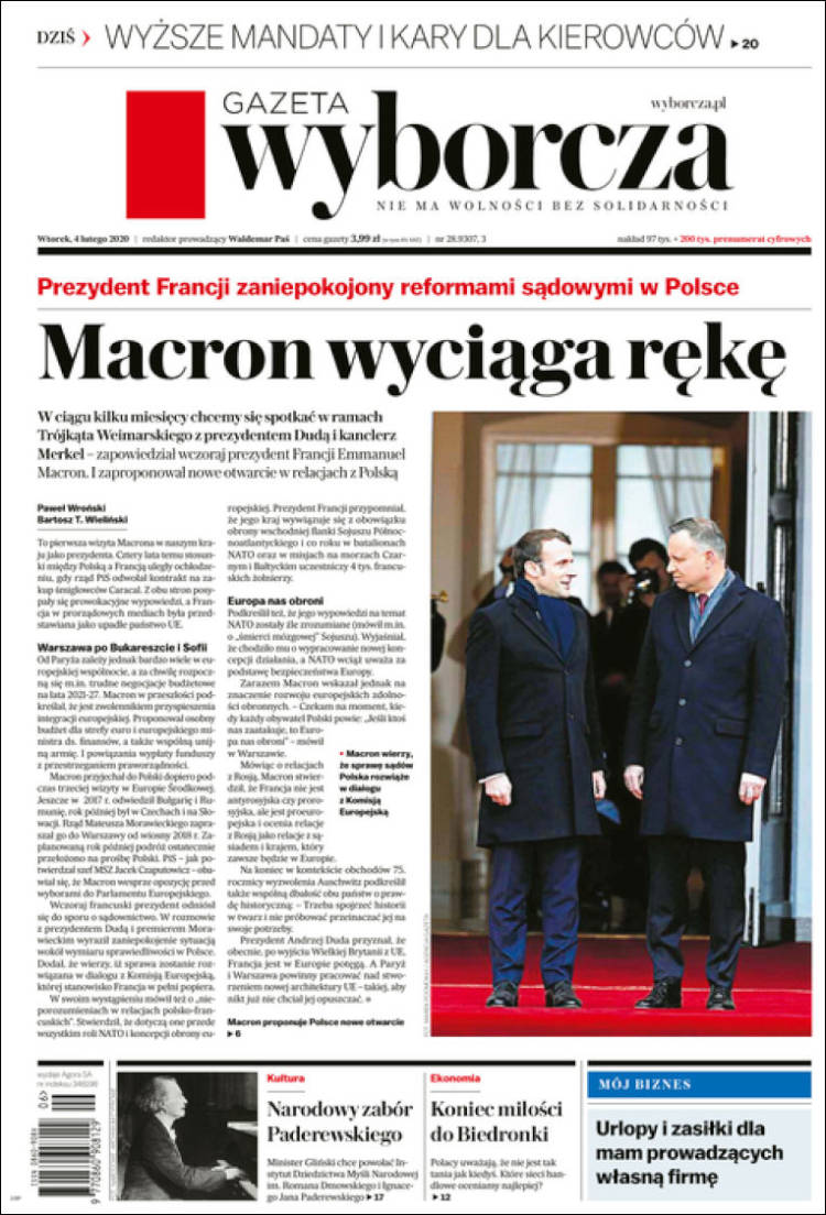 Portada de Gazeta Wyborcza (Polonia)
