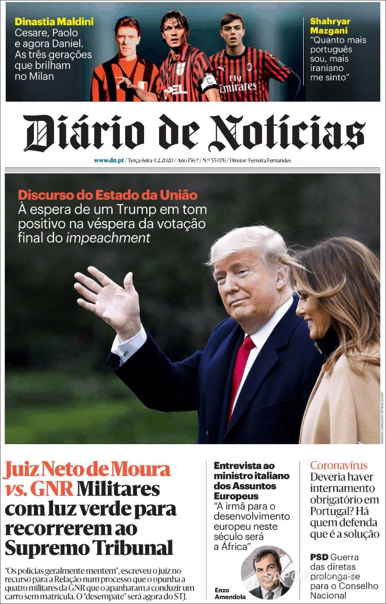 Portada de Diário de Noticias (Portugal)