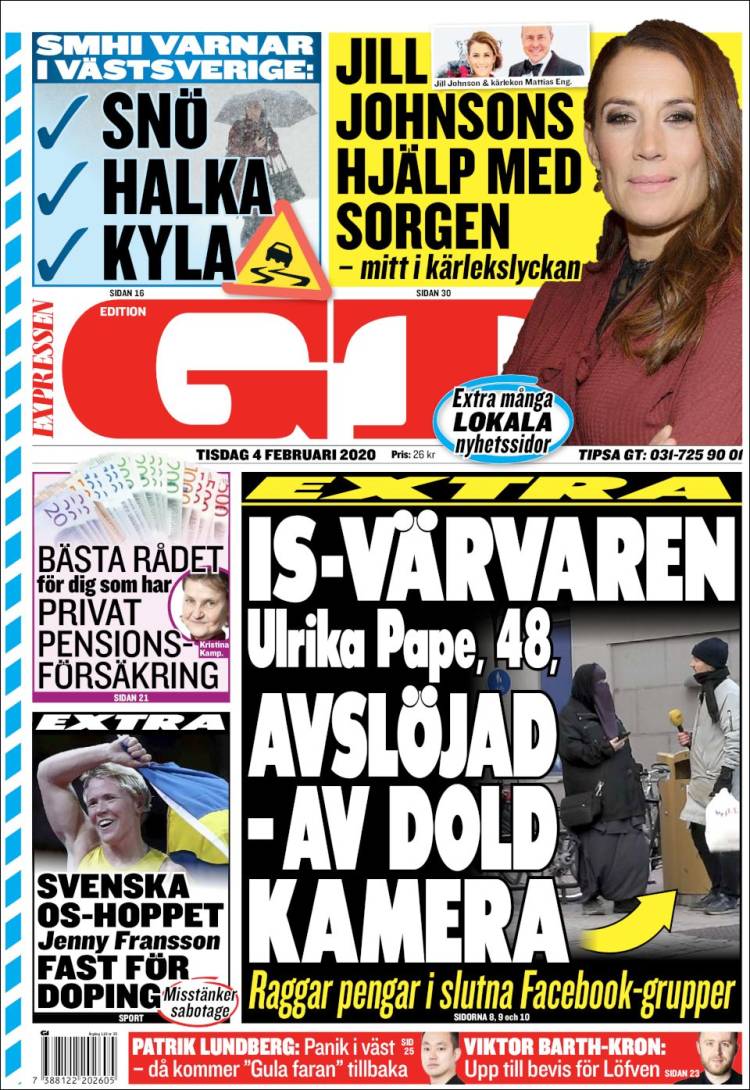 Portada de Göteborgstidningen (Suecia)