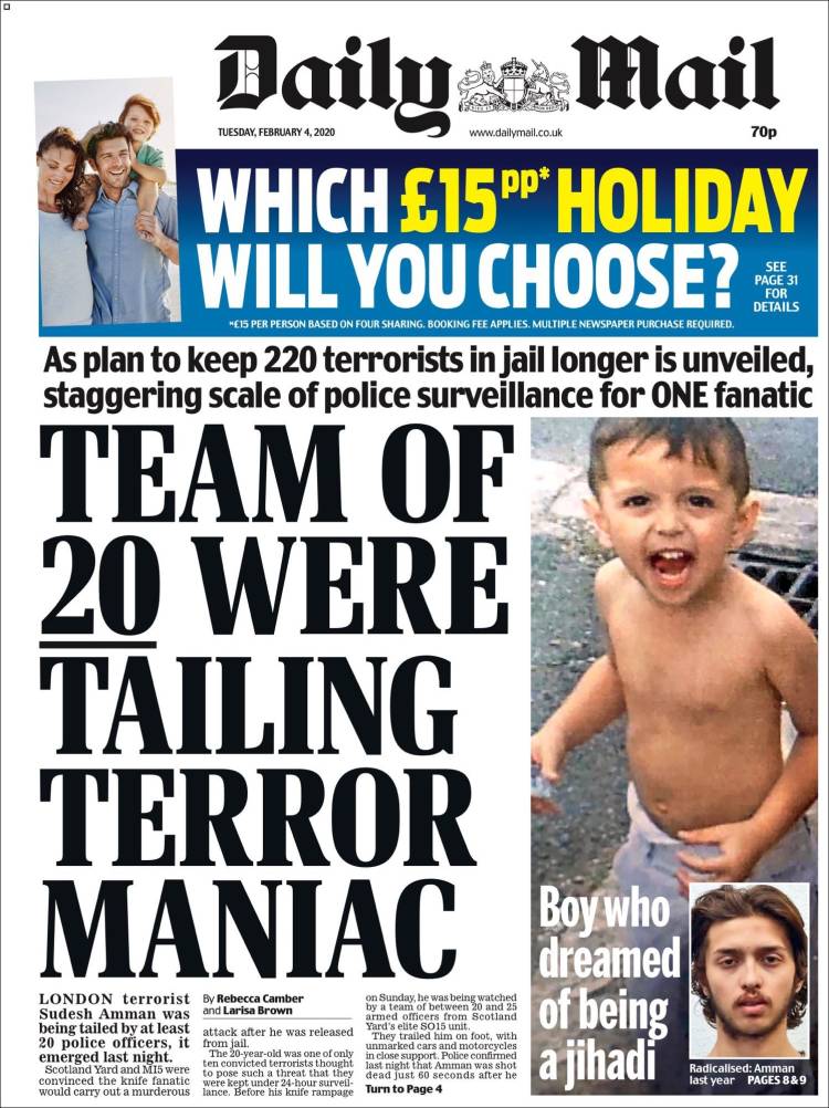 Portada de Daily Mail (Reino Unido)