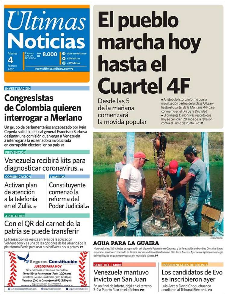 Portada de Últimas Noticias (Venezuela)