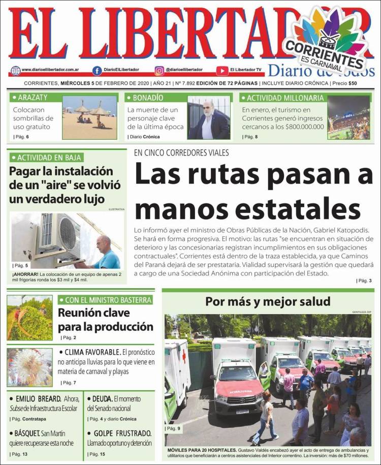 Portada de Diario El Libertador (Argentina)
