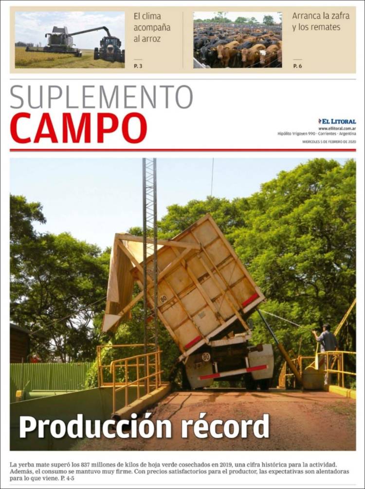 Portada de El Litoral Corrientes (Argentina)