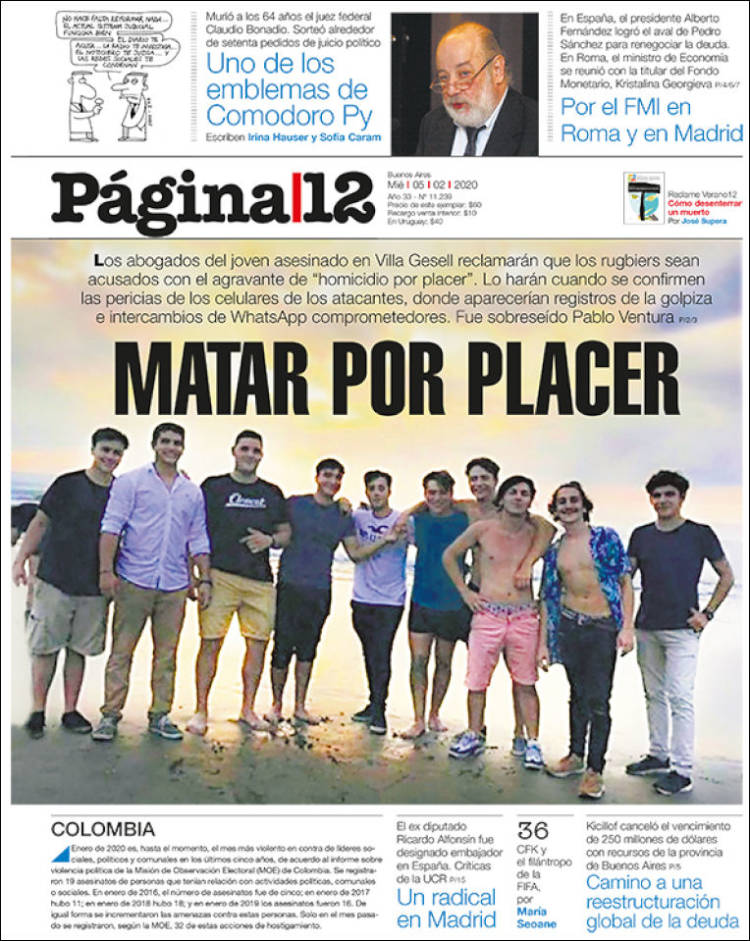 Portada de Página/12 (Argentina)