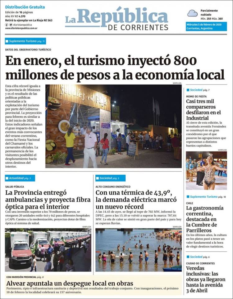 Portada de La República de Corrientes (Argentina)
