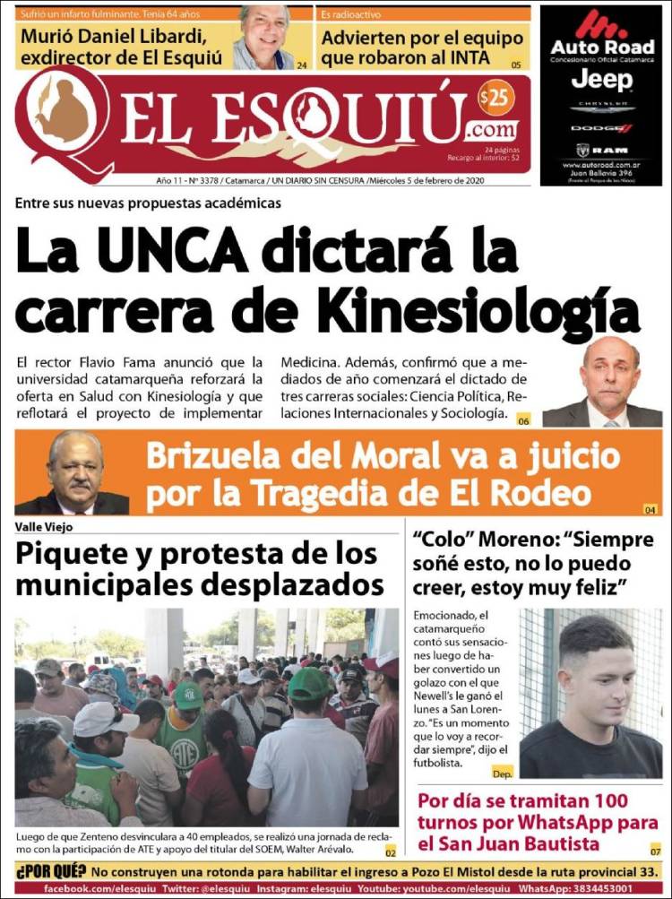 Portada de El Esquiu (Argentina)