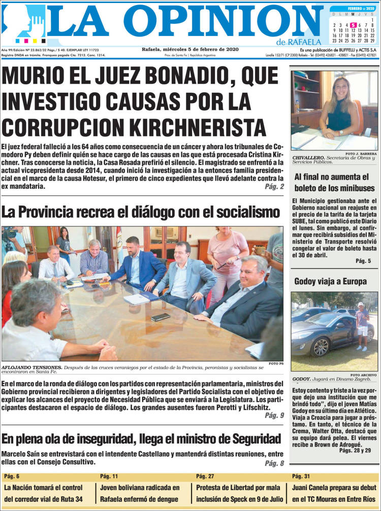 Portada de La Opinión (Argentina)