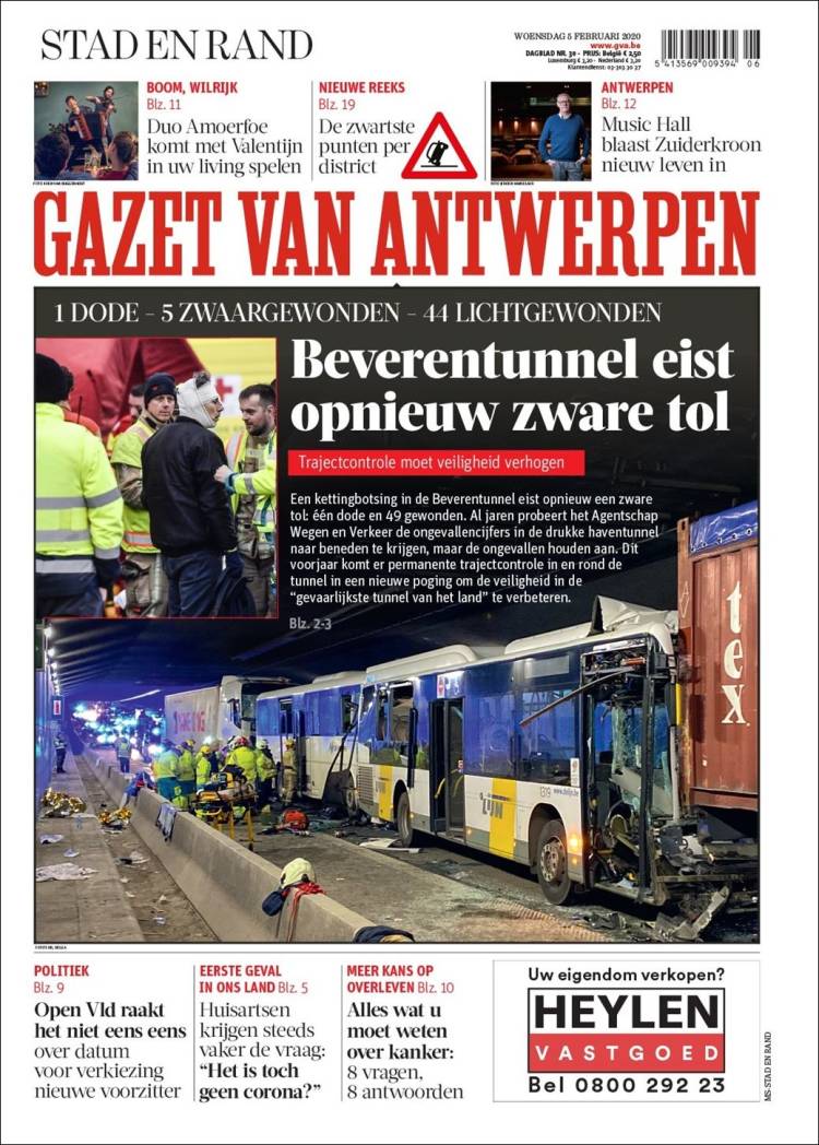 Portada de Gazet van Antwerpen (B&eacute;lgica)