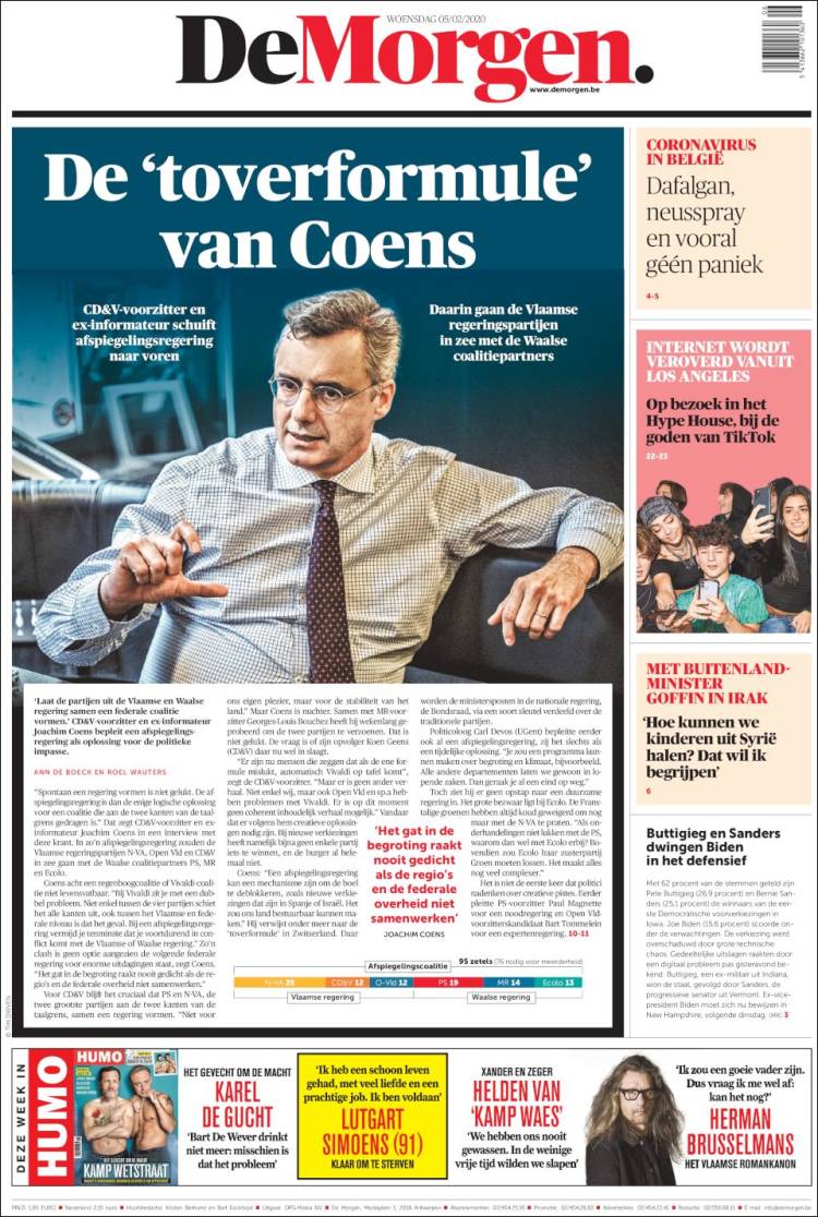 Portada de De Morgen (B&eacute;lgica)