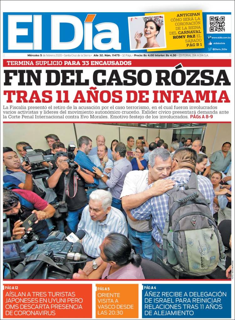 Portada de El Día (Bolivia)