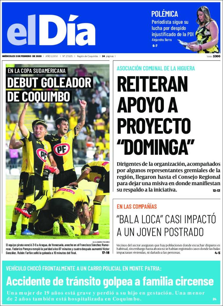 Portada de El Día (Chile)