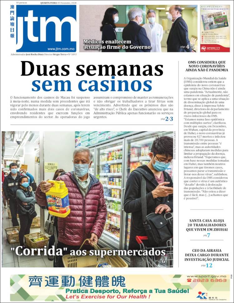 Portada de Jornal Tribuna de Macau (China)