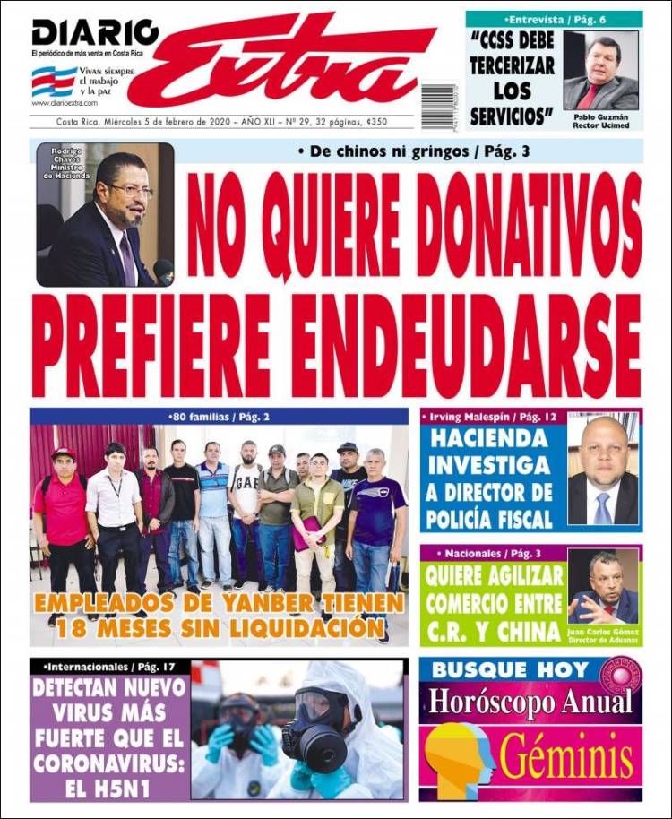 Portada de Diario Extra (Costa Rica)