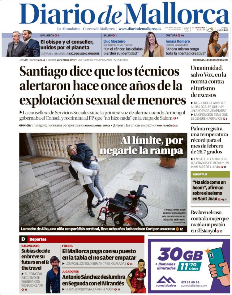 Portada de Diario de Mallorca (España)