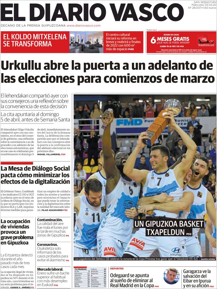 Portada de Diario Vasco (España)