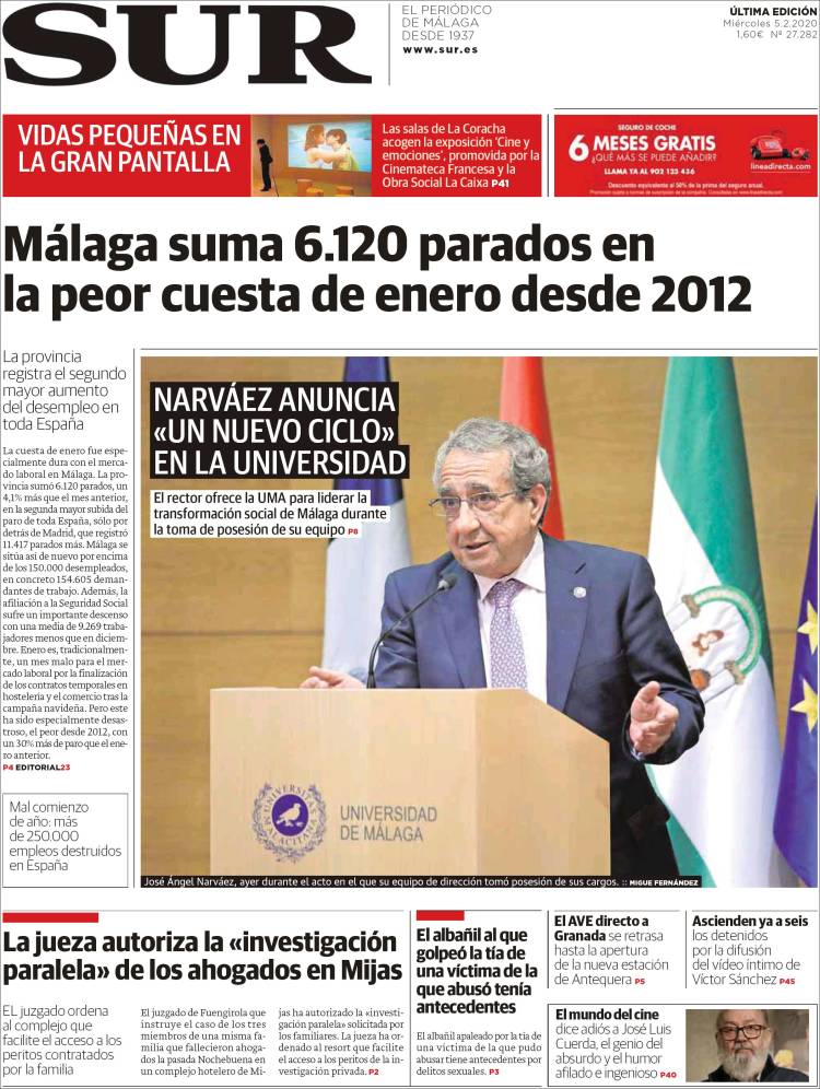 Portada de Diario el Sur (España)