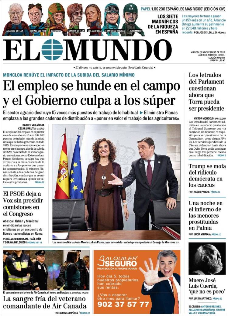 Portada de El Mundo (España)