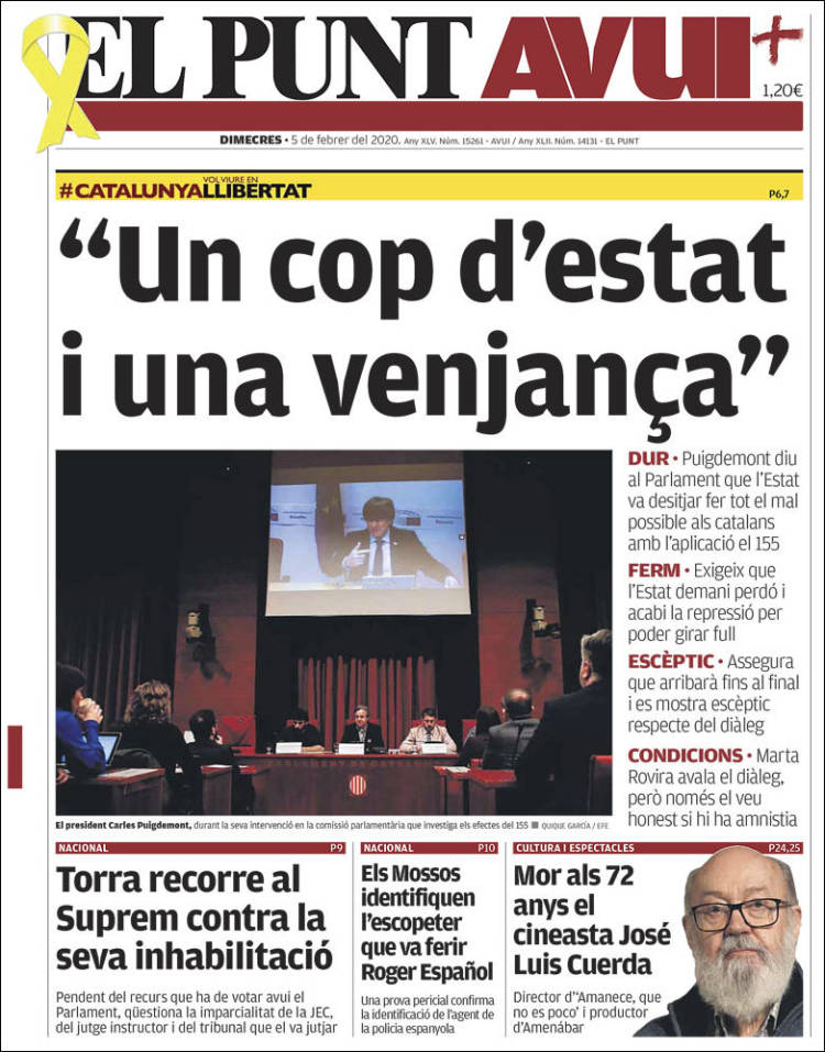 Portada de El Punt Avui (España)