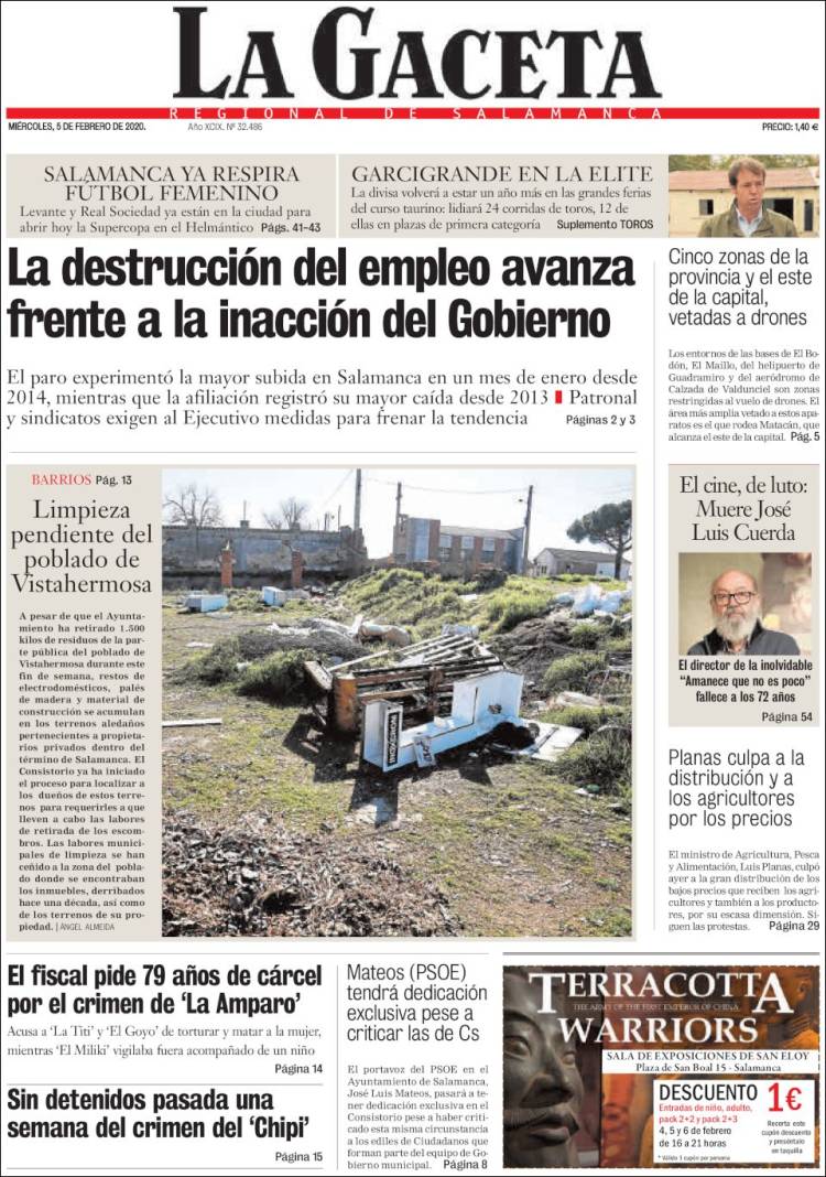 Portada de La Gaceta de Salamanca (Espa&ntilde;a)