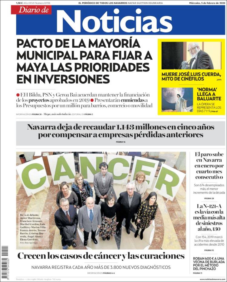 Portada de Noticias de Navarra (España)