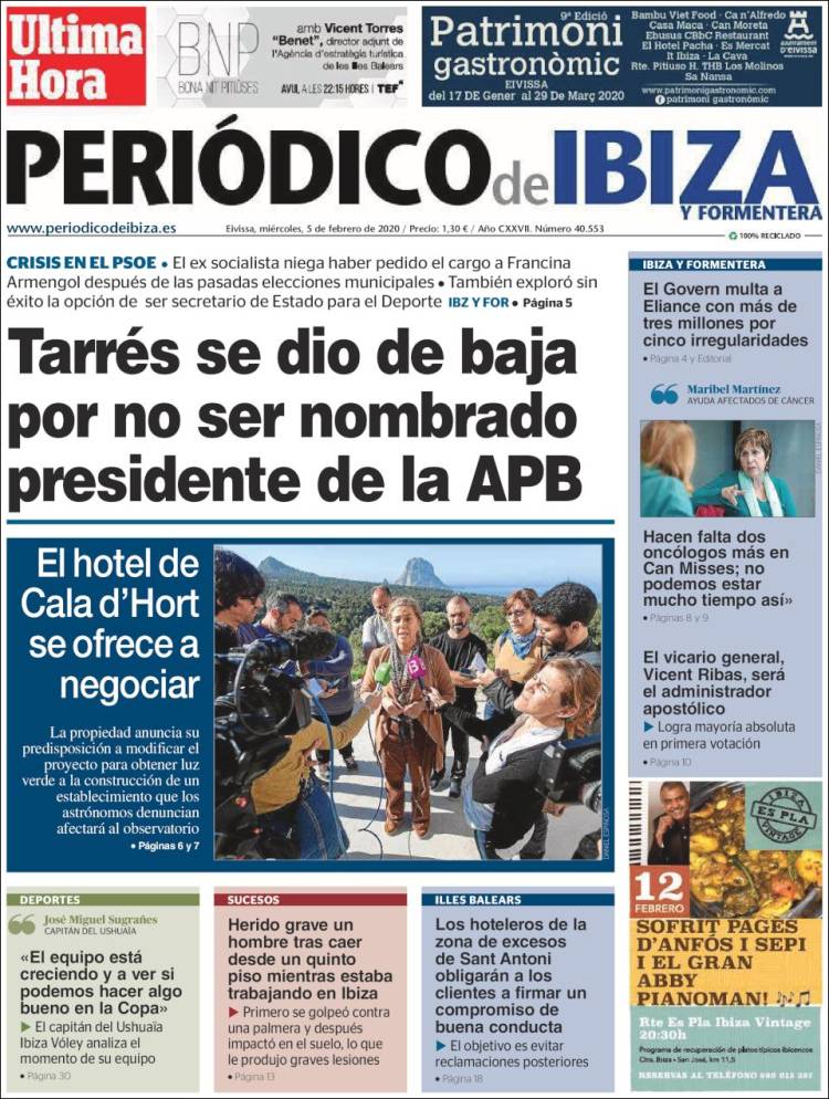 Portada de Periódico de Ibiza (España)