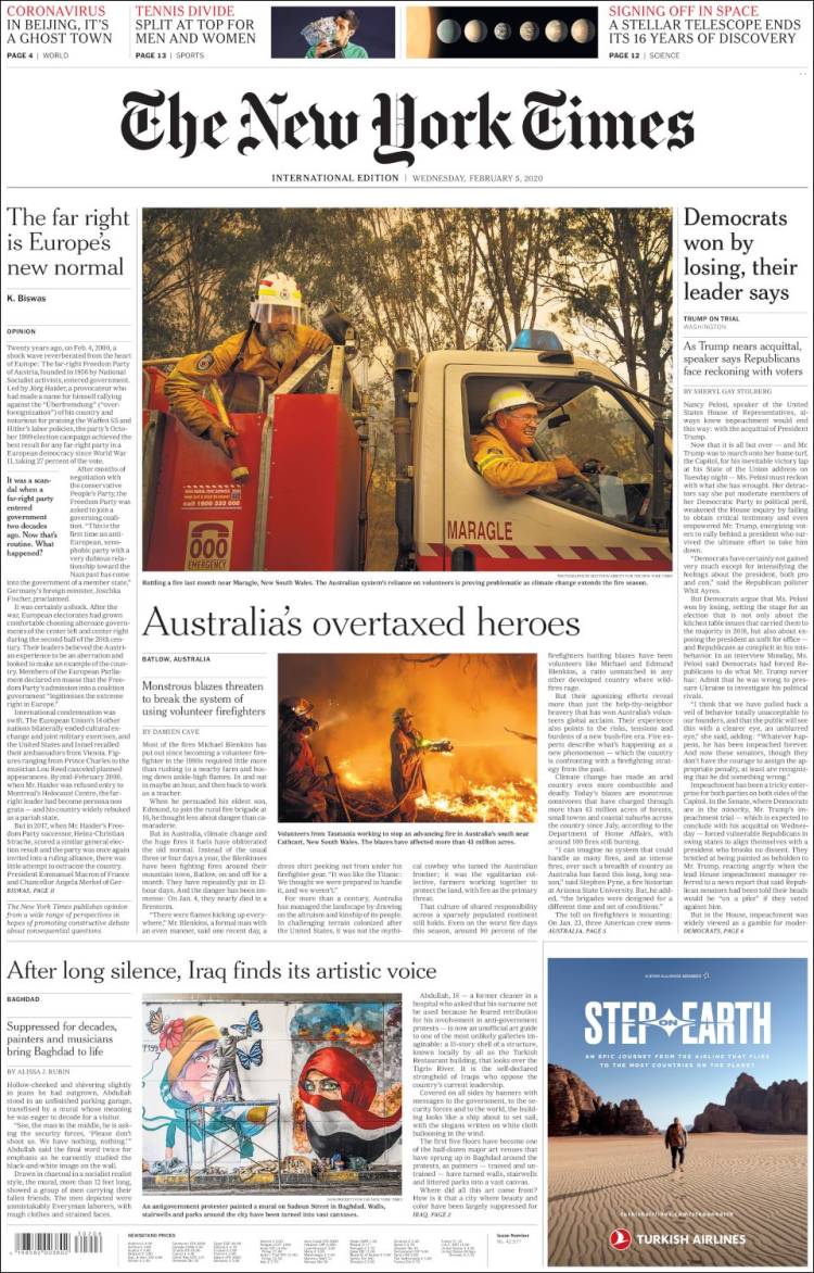 Portada de International New York Times (Europa)