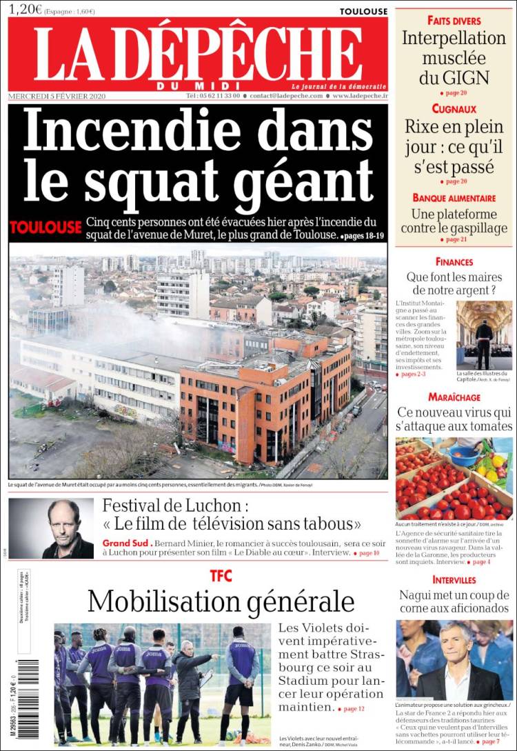 Portada de La Dépêche du Midi (Francia)