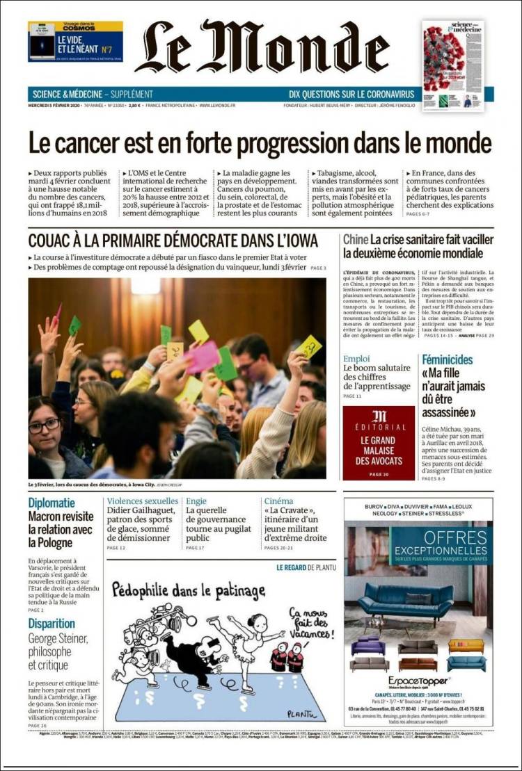Portada de Le Monde (Francia)