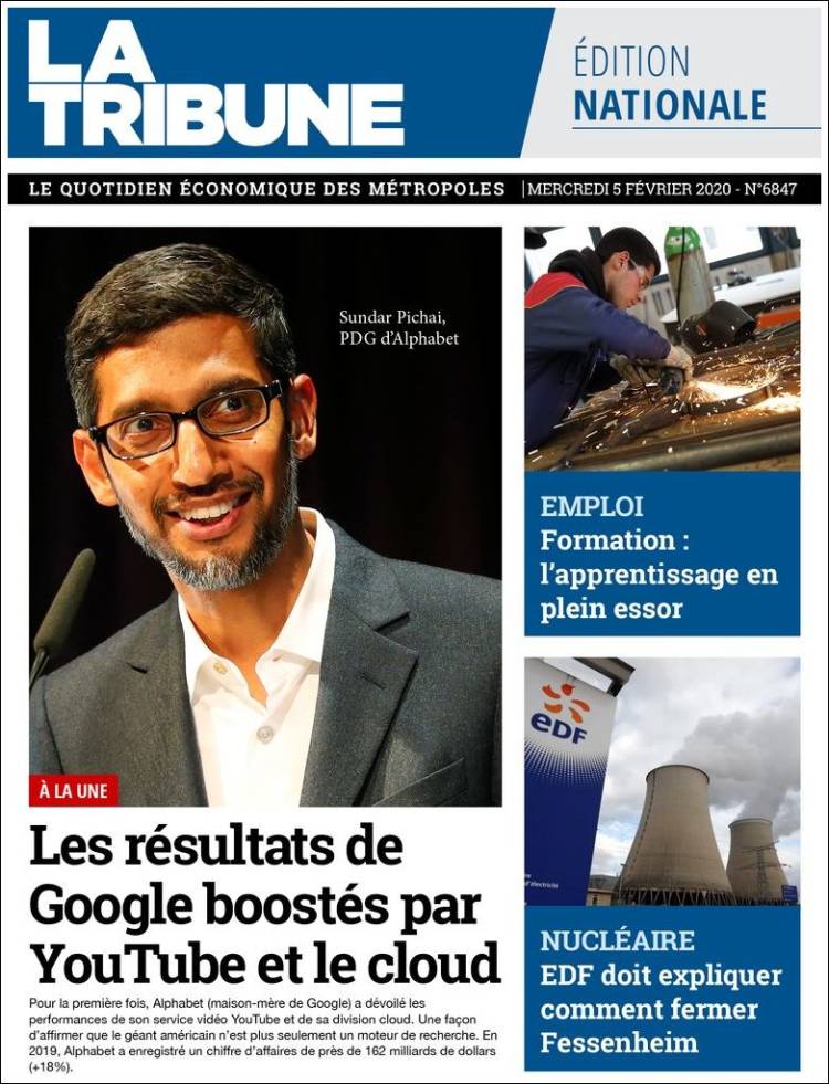 Portada de La Tribune (Francia)