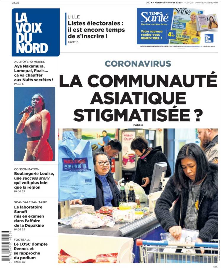 Portada de La Voix du Nord (Francia)