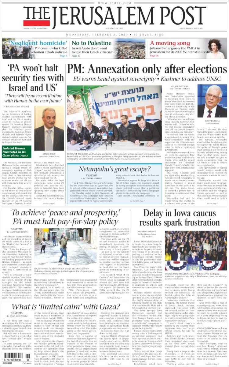 Portada de The Jerusalem Post (Israel)