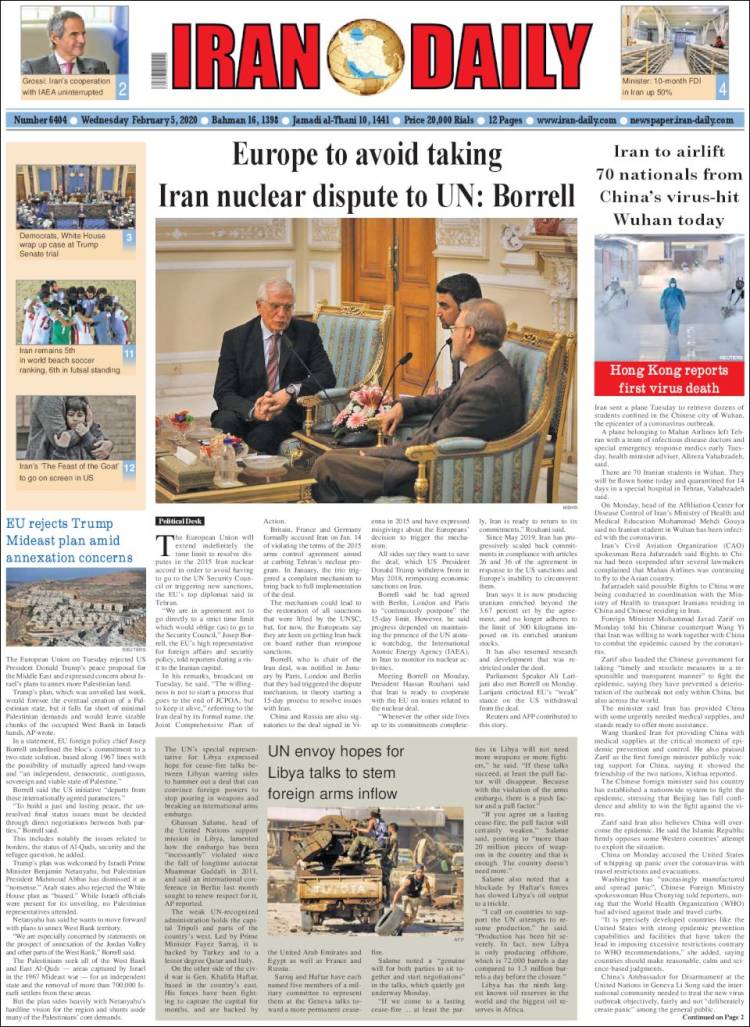 Portada de Iran Daily (Ir&aacute;n)