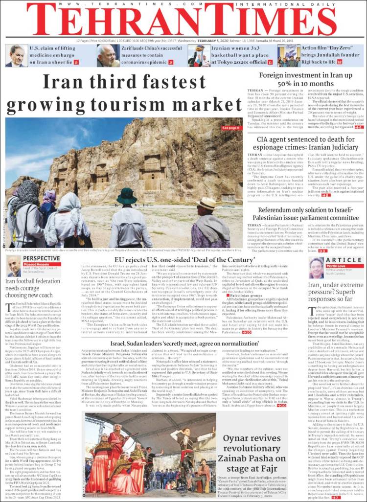 Portada de TehranTimes (Ir&aacute;n)