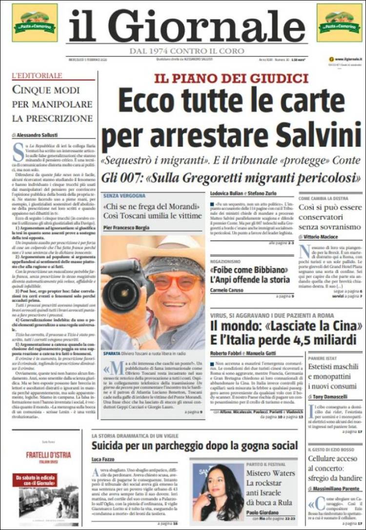 Portada de il Giornale (Italia)