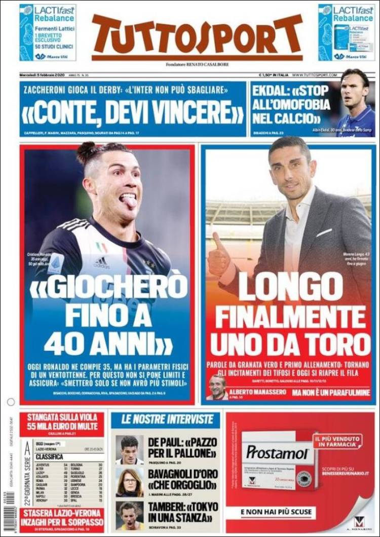 Portada de Tuttosport (Italia)