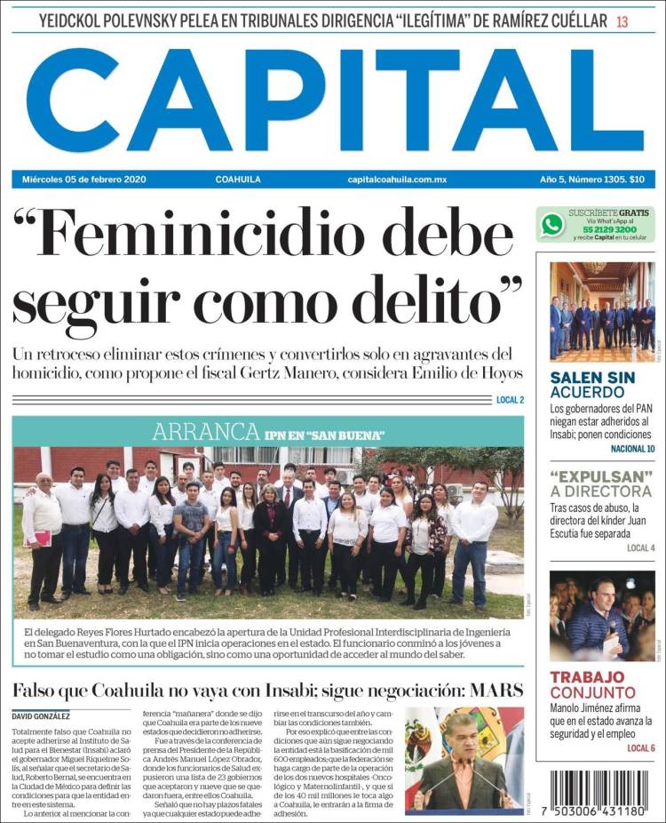 Portada de Capital Coahuila (México)