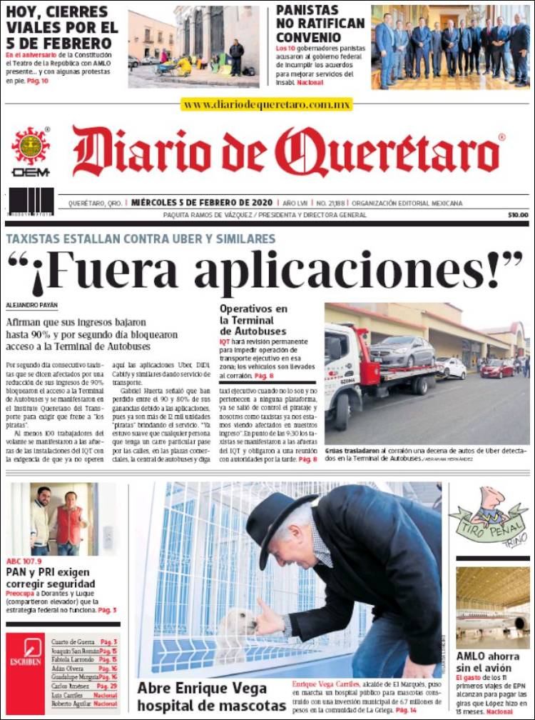 Portada de Diario de Querétaro (México)